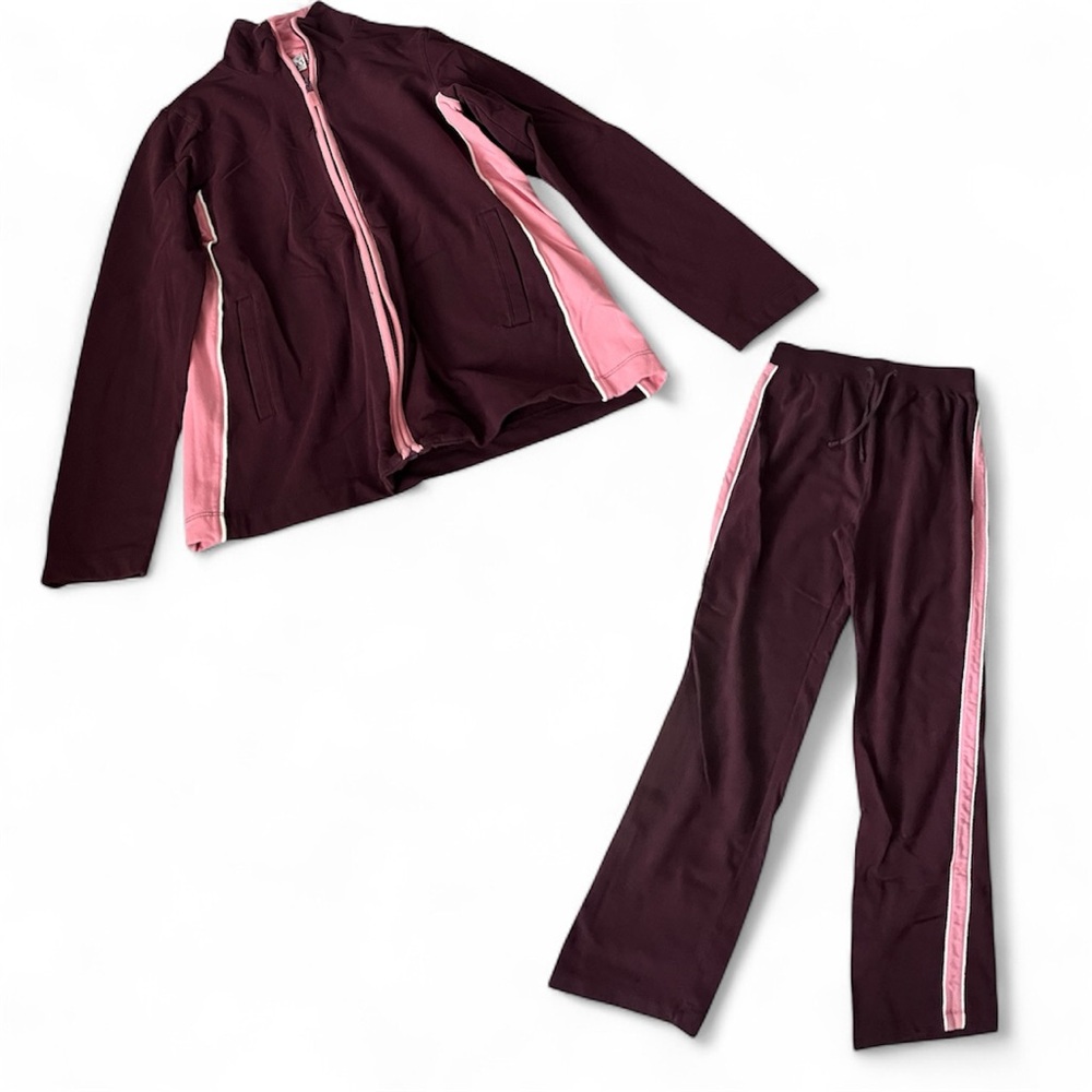 ▫️DUO MATERNITY: Women’s size S, pink & maroon zip-jacket and track pants set▫️